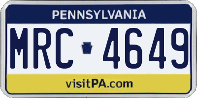 PA license plate MRC4649