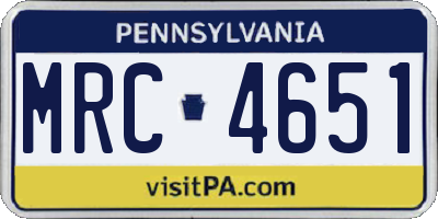 PA license plate MRC4651