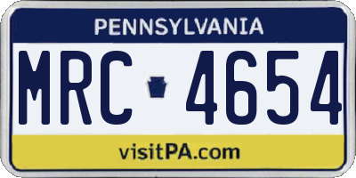 PA license plate MRC4654