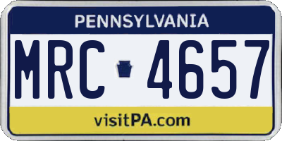 PA license plate MRC4657