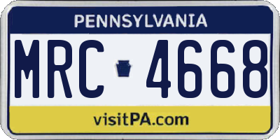 PA license plate MRC4668