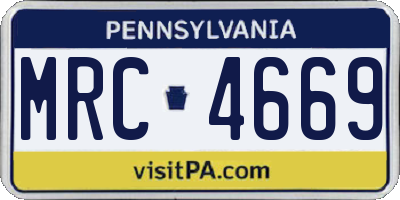PA license plate MRC4669