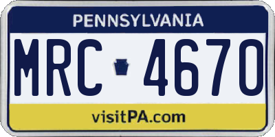 PA license plate MRC4670