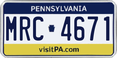 PA license plate MRC4671