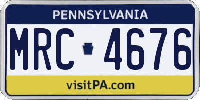 PA license plate MRC4676