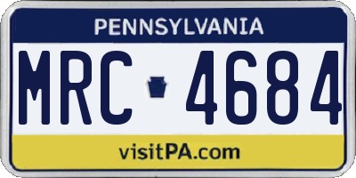 PA license plate MRC4684