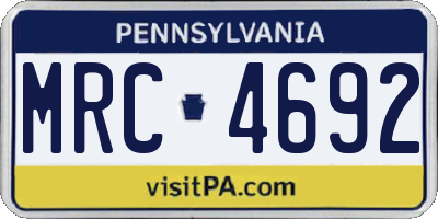 PA license plate MRC4692