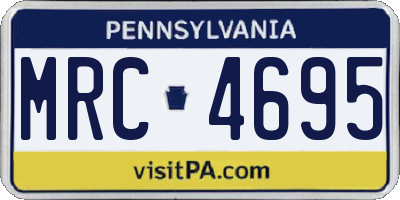 PA license plate MRC4695