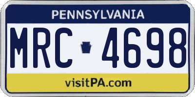 PA license plate MRC4698
