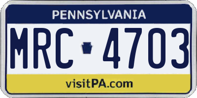 PA license plate MRC4703