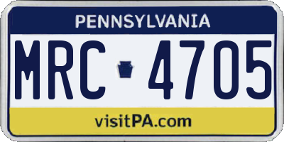 PA license plate MRC4705
