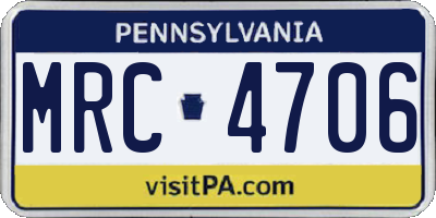 PA license plate MRC4706