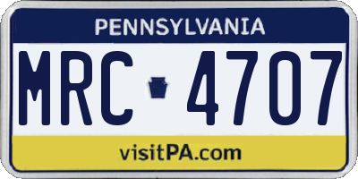 PA license plate MRC4707
