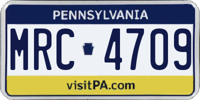 PA license plate MRC4709