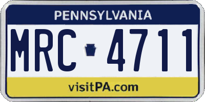 PA license plate MRC4711