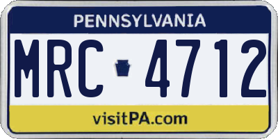PA license plate MRC4712