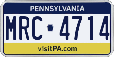 PA license plate MRC4714