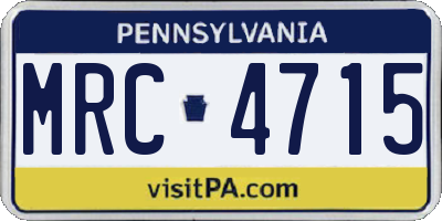 PA license plate MRC4715