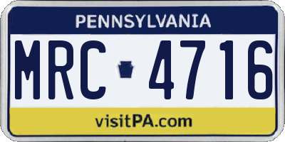 PA license plate MRC4716