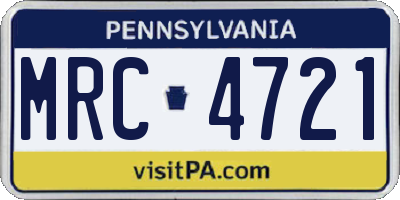 PA license plate MRC4721