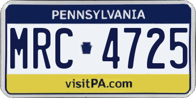 PA license plate MRC4725