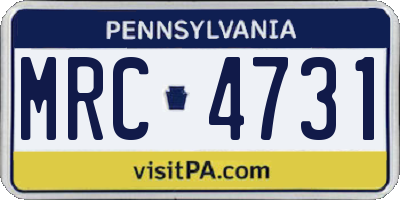 PA license plate MRC4731