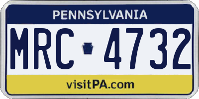 PA license plate MRC4732