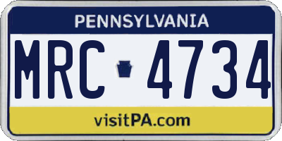 PA license plate MRC4734
