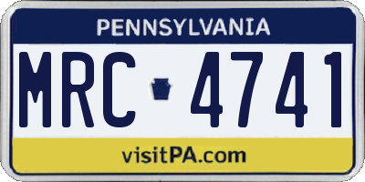PA license plate MRC4741