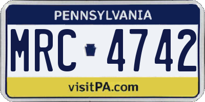 PA license plate MRC4742