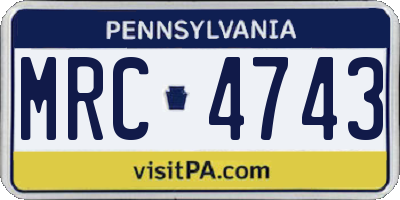 PA license plate MRC4743