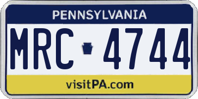 PA license plate MRC4744