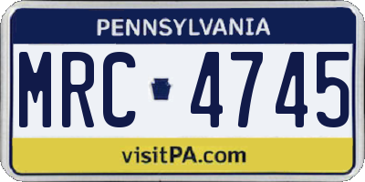 PA license plate MRC4745