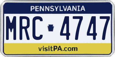 PA license plate MRC4747
