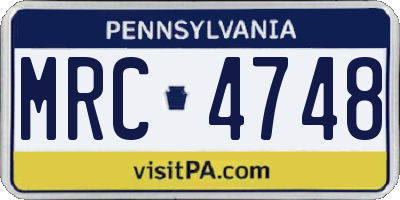 PA license plate MRC4748