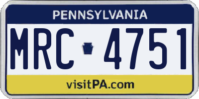 PA license plate MRC4751