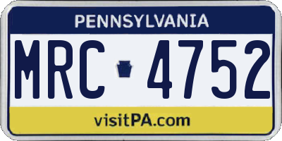 PA license plate MRC4752
