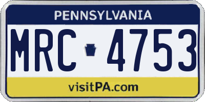 PA license plate MRC4753