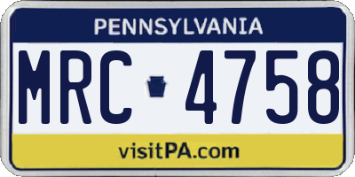 PA license plate MRC4758