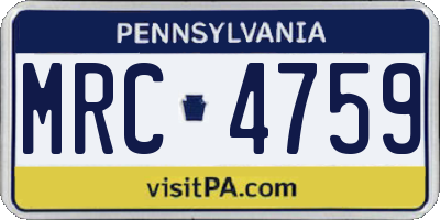 PA license plate MRC4759