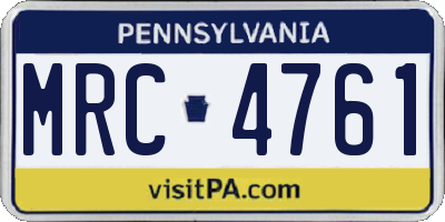 PA license plate MRC4761