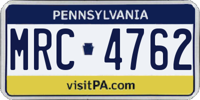 PA license plate MRC4762