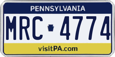 PA license plate MRC4774