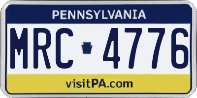 PA license plate MRC4776