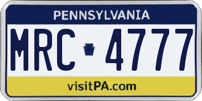 PA license plate MRC4777