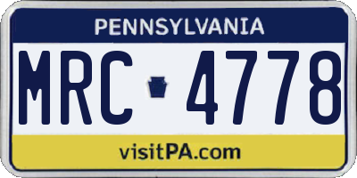 PA license plate MRC4778