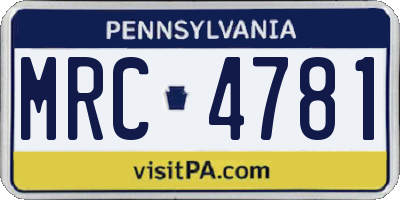 PA license plate MRC4781