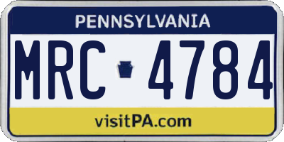 PA license plate MRC4784