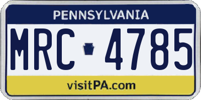 PA license plate MRC4785