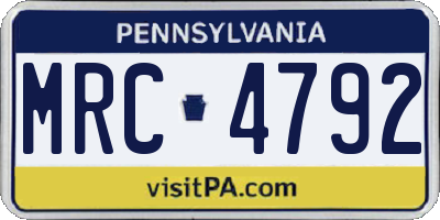 PA license plate MRC4792